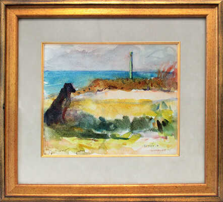 Зелёный Борис (Борух) Моисеевич. Пейзаж с собакой. Тверь 